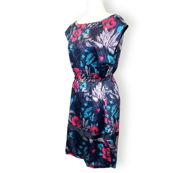 Marc By Marc Jacobs Horizon Teal Multi Silk Floral Belted Dress - Picture 5 of 11